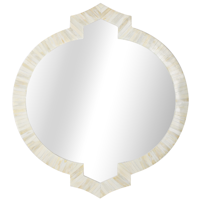 Зеркало Bone Inlay Round Mirror white Зеркало Bone Inlay Round Mirror white в Липецке | Loft Concept