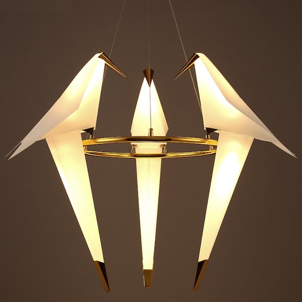 Люстра Origami Bird Chandelier 3 Бежево-серый Золотой Люстра Origami Bird Chandelier 3 Бежево-серый Золотой в Липецке | Loft Concept