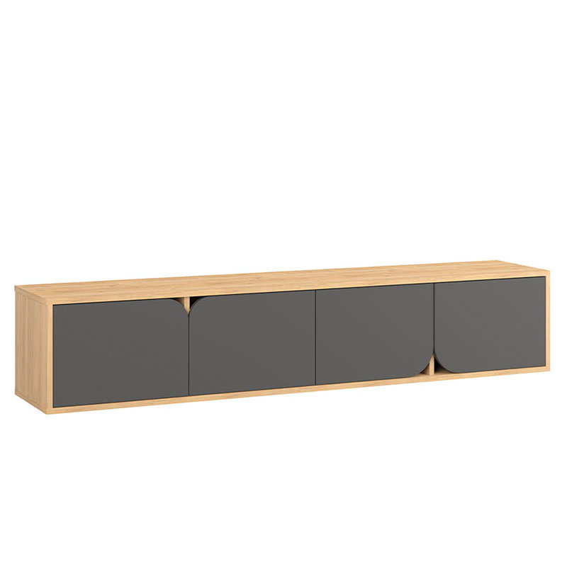 ТВ-тумба подвесная цвета древесины с 4-мя темно-серыми дверцами SPARK TV STAND OAK ANTHRACITE Серый Древесина ТВ-тумба подвесная цвета древесины с 4-мя темно-серыми дверцами SPARK TV STAND OAK ANTHRACITE Серый Древесина в Липецке | Loft Concept