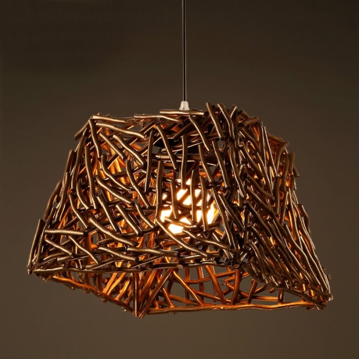 Подвесной светильник Old Wicker Pendant Cub Коричневый Подвесной светильник Old Wicker Pendant Cub Коричневый в Липецке | Loft Concept