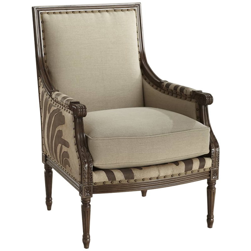 Кресло Massoud Annie Zebra Washed Leather Linen Chair Коричневый Бежево-серый Кресло Massoud Annie Zebra Washed Leather Linen Chair Коричневый Бежево-серый в Липецке | Loft Concept