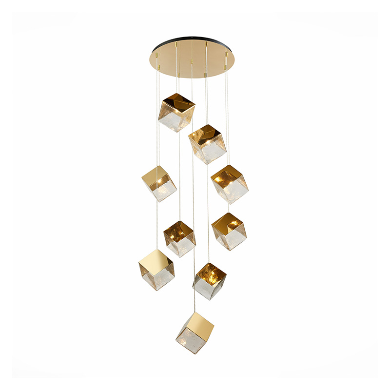Потолочная люстра Pyrite Chandelier gold cube 9 Золотой Прозрачный Потолочная люстра Pyrite Chandelier gold cube 9 Золотой Прозрачный в Липецке | Loft Concept