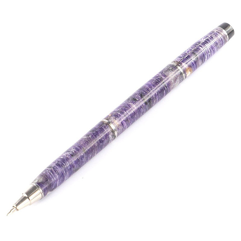 Ручка шариковая из натурального камня Чароит Stone Pens Фиолетовый Серебряный Ручка шариковая из натурального камня Чароит Stone Pens Фиолетовый Серебряный в Липецке | Loft Concept