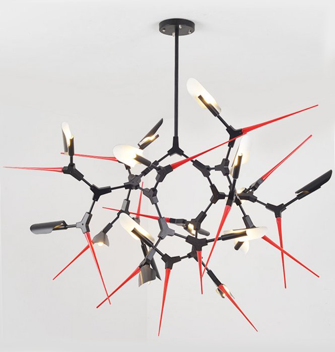 Люстра Red Spikes Chandelier 16 Черный Красный Люстра Red Spikes Chandelier 16 Черный Красный в Липецке | Loft Concept