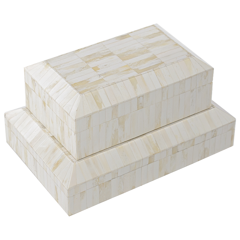 Комплект шкатулок Amadou Bone Inlay Белый ivory ( слоновая кость ) Комплект шкатулок Amadou Bone Inlay Белый ivory ( слоновая кость ) в Липецке | Loft Concept