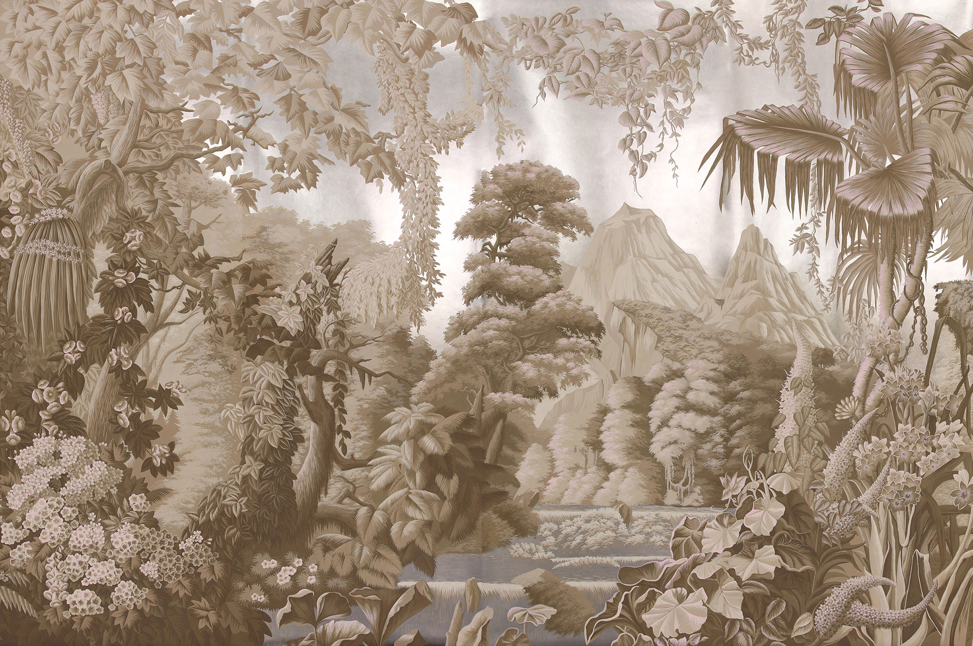 Обои ручная роспись L'Eden Dawn on Sterling Silver gilded paper Обои ручная роспись L'Eden Dawn on Sterling Silver gilded paper - постер Loft-Concept в Липецке