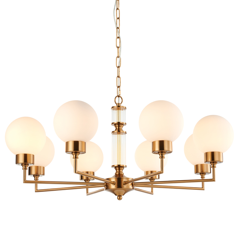 Люстра Zibille Chandelier Brass 78 Латунь Белое матовое стекло Прозрачный Люстра Zibille Chandelier Brass 78 Латунь Белое матовое стекло Прозрачный в Липецке | Loft Concept
