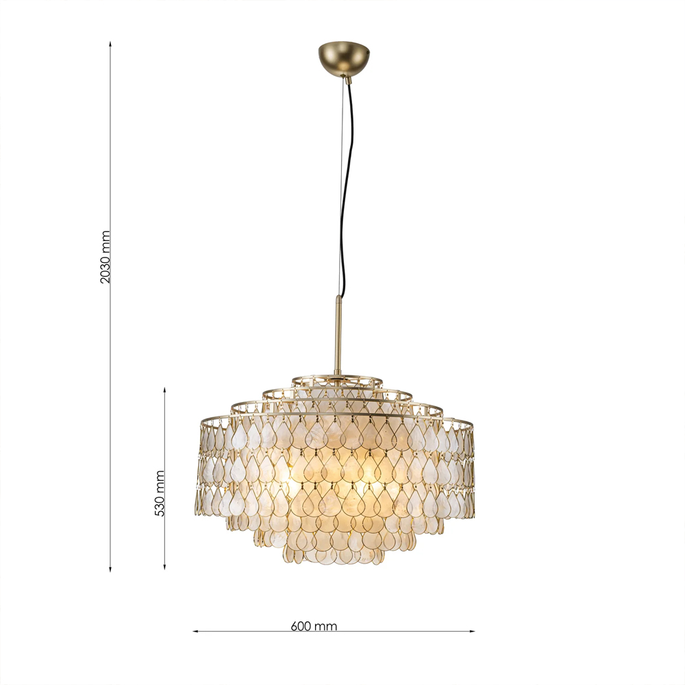 Люстра многоярусная с декором из натуральной морской ракушки Iridescent Light в Липецке