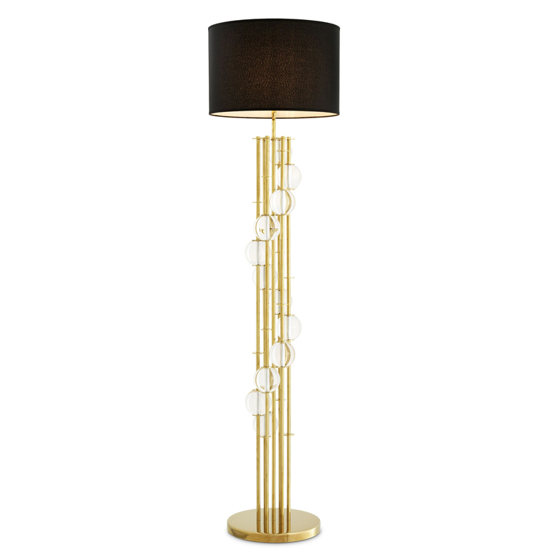 Торшер Eichholtz Floor Lamp Lorenzo Gold & black Глянцевое золото Черный Прозрачный Торшер Eichholtz Floor Lamp Lorenzo Gold & black Глянцевое золото Черный Прозрачный в Липецке | Loft Concept