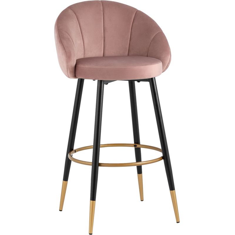 Барный Стул Alberto Chair Розовый Велюр Розовый пастельный Черный Золотой Барный Стул Alberto Chair Розовый Велюр Розовый пастельный Черный Золотой в Липецке | Loft Concept