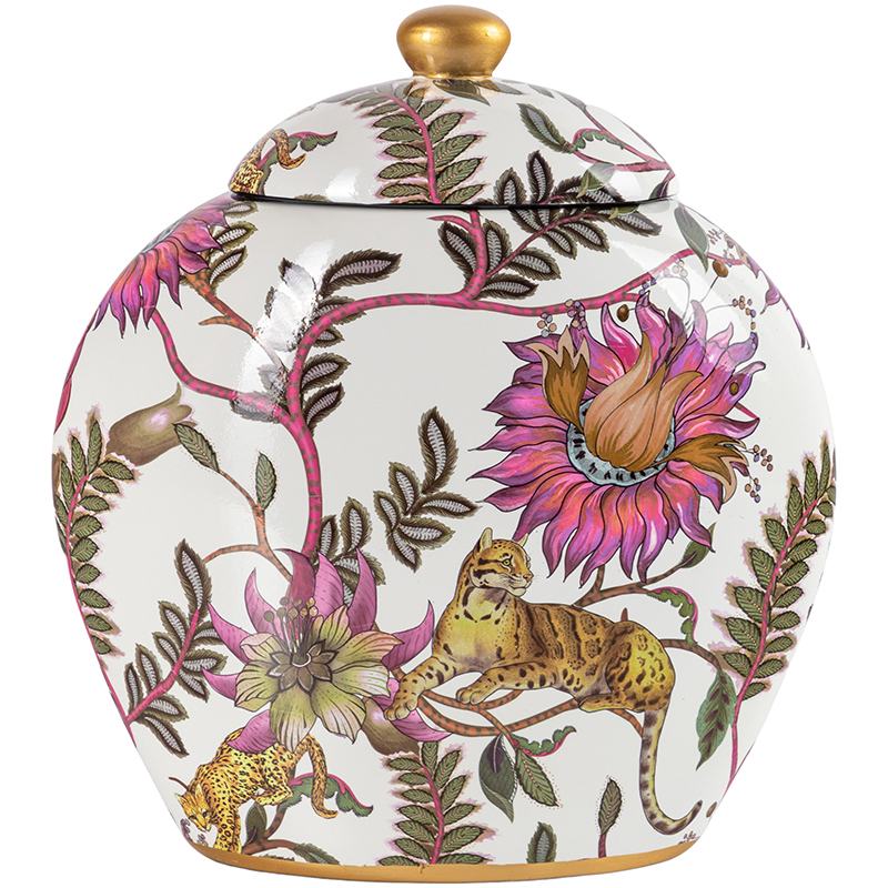Ваза с крышкой Leopard Flowers Vase White Белый Розовый Мульти Ваза с крышкой Leopard Flowers Vase White Белый Розовый Мульти в Липецке | Loft Concept
