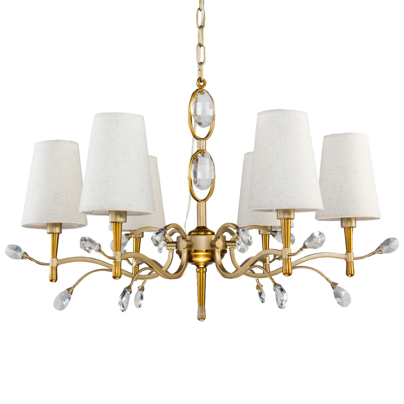 Люстра Desiree Chandelier 77 Латунь матовое золото Белый Прозрачный Люстра Desiree Chandelier 77 Латунь матовое золото Белый Прозрачный в Липецке | Loft Concept
