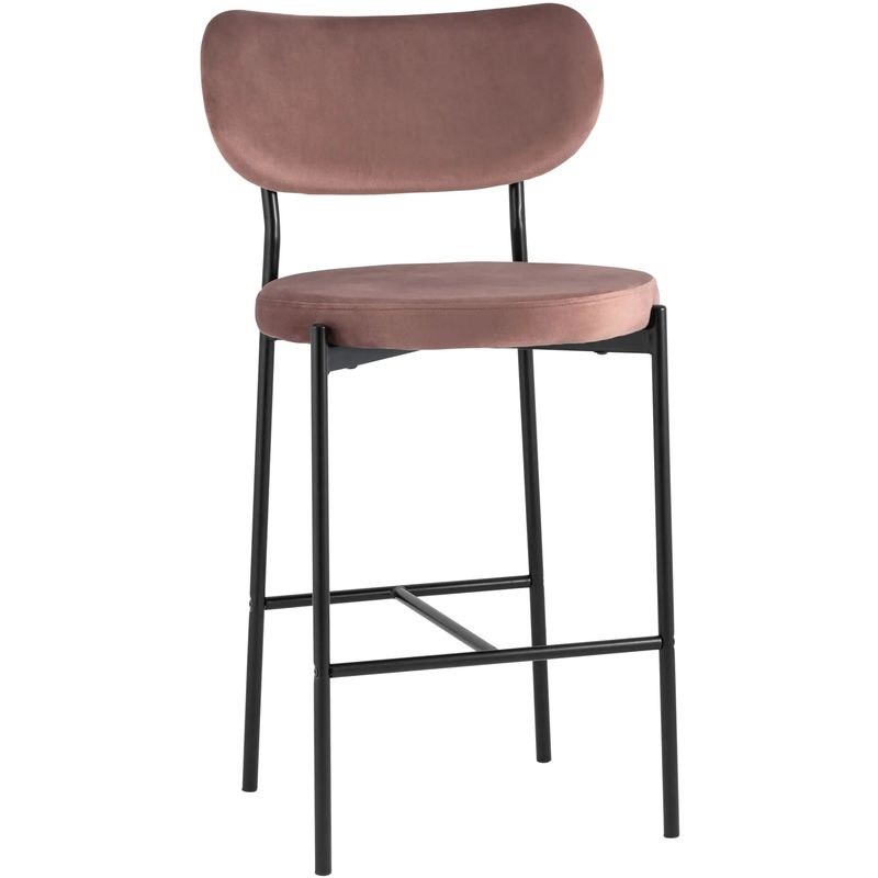 Барный Стул Alfie Chair Черные ножки Розовый Велюр Розовый пастельный Черный Барный Стул Alfie Chair Черные ножки Розовый Велюр Розовый пастельный Черный в Липецке | Loft Concept