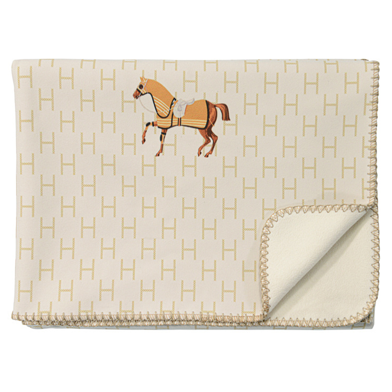 Плед Hermes Pattern Horse Plaid Бежевый Коричневый Плед Hermes Pattern Horse Plaid Бежевый Коричневый в Липецке | Loft Concept