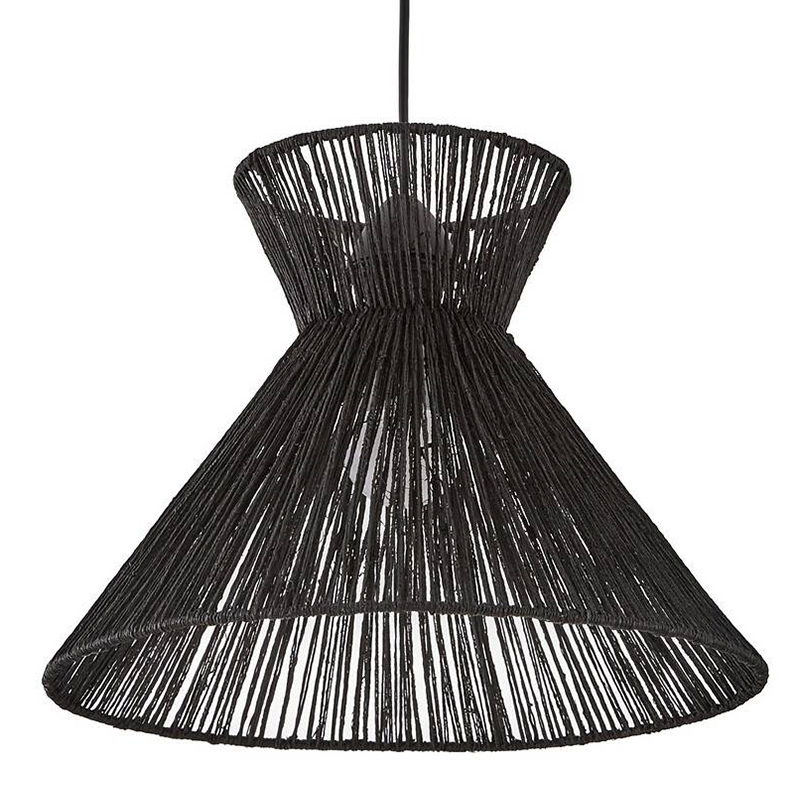 Подвесной светильник Signe Wicker Hemp Black Horn Черный Подвесной светильник Signe Wicker Hemp Black Horn Черный в Липецке | Loft Concept