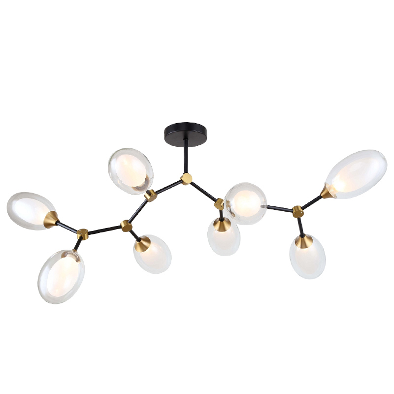 Люстра с плафонами из двойного стекла BUBBLE CHANDELIER Черный Латунь Прозрачный Люстра с плафонами из двойного стекла BUBBLE CHANDELIER Черный Латунь Прозрачный в Липецке | Loft Concept