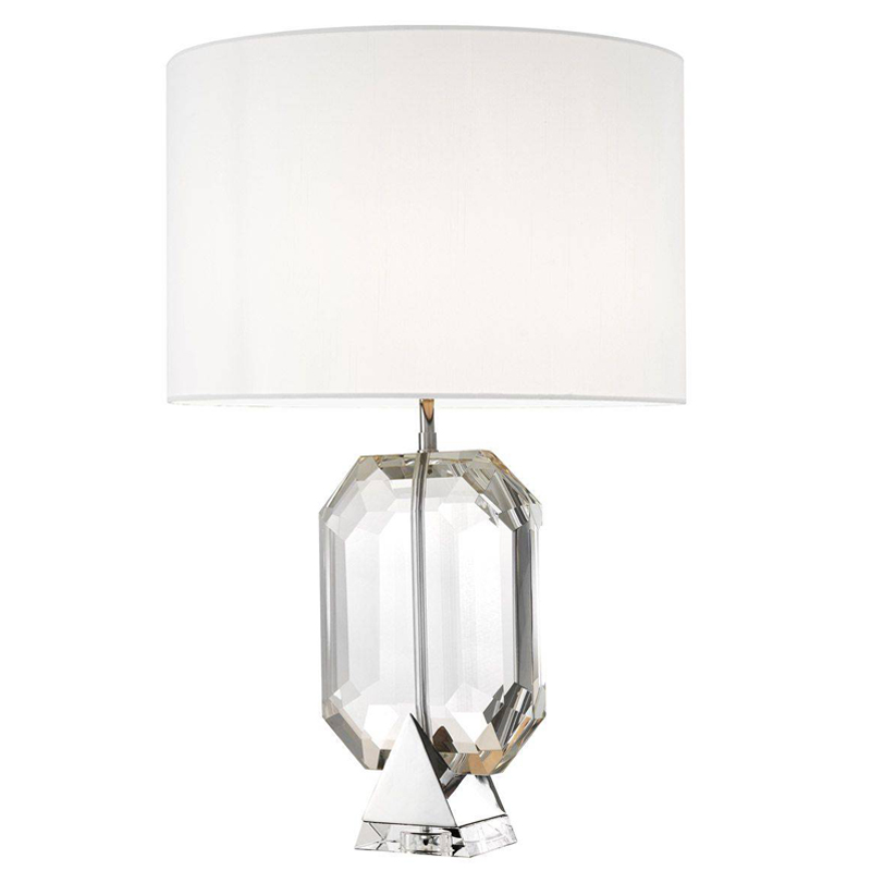 Настольная лампа Eichholtz Table Lamp Emerald Nickel & white Белый Никель Прозрачный Настольная лампа Eichholtz Table Lamp Emerald Nickel & white Белый Никель Прозрачный в Липецке | Loft Concept