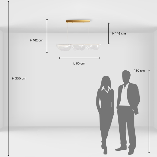 Люстра линейная с 3-мя белыми волнистыми плафонами Wave Line в Липецке