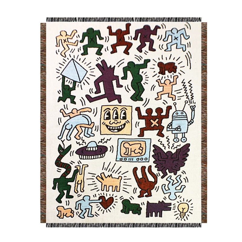 Покрывало граффити Кит Харинг Keith Haring Bed Сover Мульти Покрывало граффити Кит Харинг Keith Haring Bed Сover Мульти в Липецке | Loft Concept