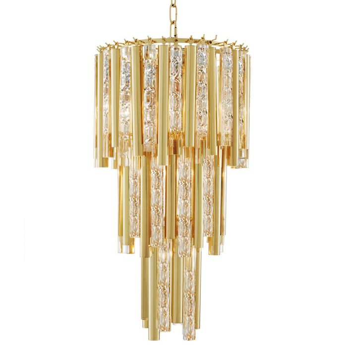 Люстра Eichholtz Chandelier Gigi S Gold Глянцевое золото Прозрачное Стекло в Липецке | Loft Concept 
