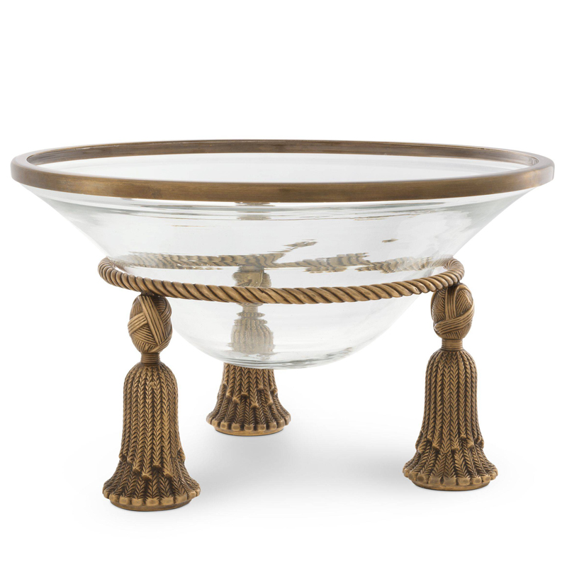 Чаша Eichholtz Bowl Tassel brass Прозрачный Винтажная латунь Чаша Eichholtz Bowl Tassel brass Прозрачный Винтажная латунь в Липецке | Loft Concept