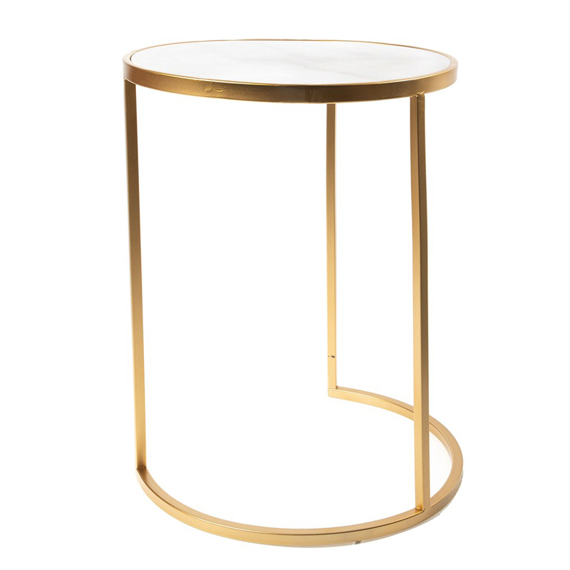 Приставной стол Round Table Marble gold белый мрамор Белый Мрамор Bianco Золотой Приставной стол Round Table Marble gold белый мрамор Белый Мрамор Bianco Золотой в Липецке | Loft Concept