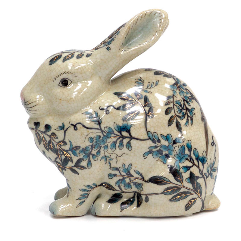 Статуэтка фарфоровая Заяц белая с орнаментом Bunny Белый Синий Статуэтка фарфоровая Заяц белая с орнаментом Bunny Белый Синий в Липецке | Loft Concept