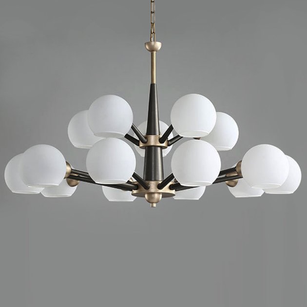 Люстра Thalia chandelier White glass 15 Золотой Белый Черный Люстра Thalia chandelier White glass 15 Золотой Белый Черный в Липецке | Loft Concept