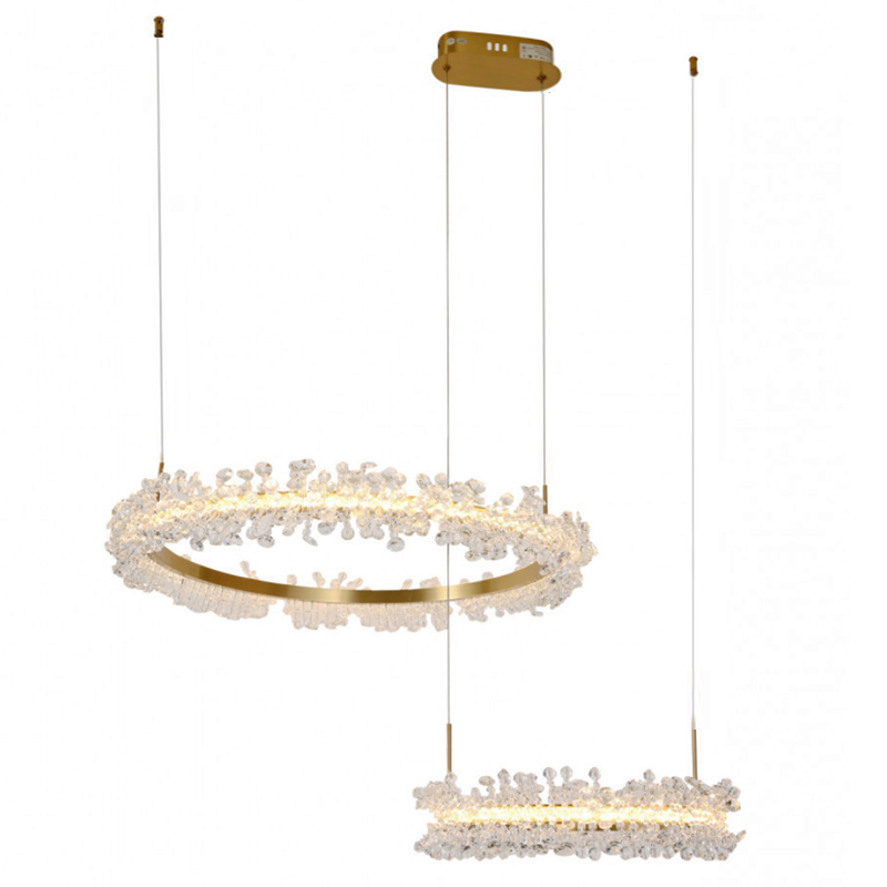 Люстра Crystal round chandelier 2 кольца Латунь Прозрачный Латунь Люстра Crystal round chandelier 2 кольца Латунь Прозрачный Латунь в Липецке | Loft Concept