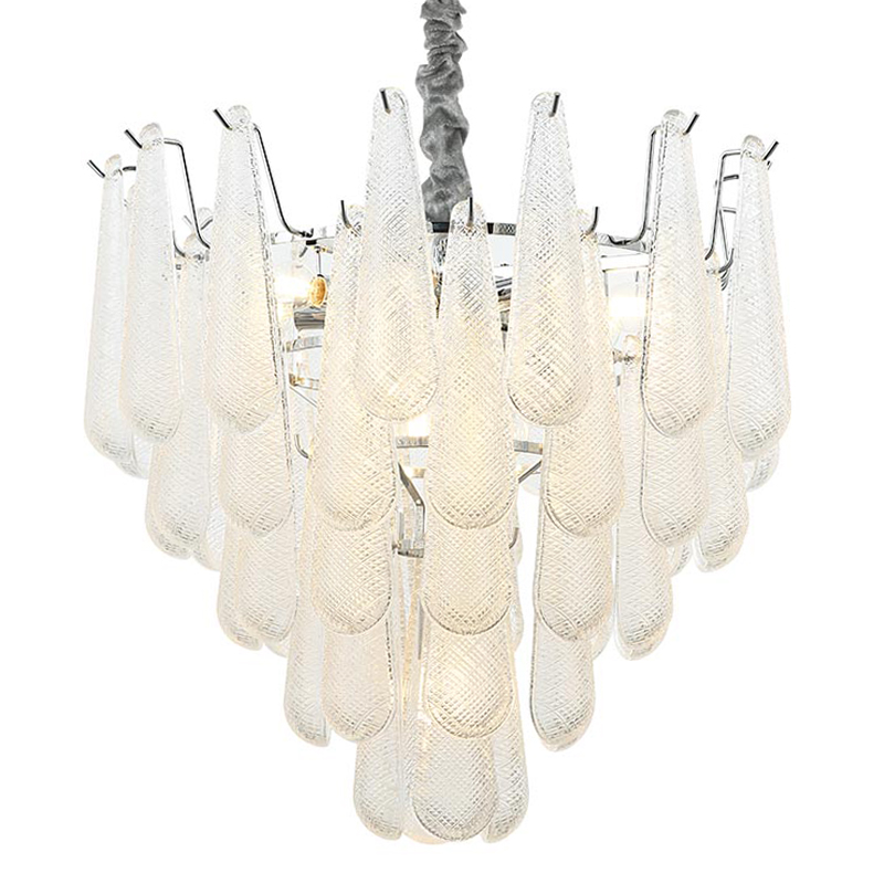 Люстра Textured Glass Drops Chandelier 13 Хром Белый Люстра Textured Glass Drops Chandelier 13 Хром Белый в Липецке | Loft Concept