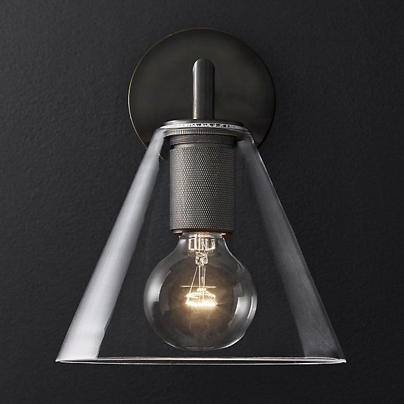 Бра RH Utilitaire Funnel Shade Single Sconce Black Прозрачное Стекло Темная бронза Бра RH Utilitaire Funnel Shade Single Sconce Black Прозрачное Стекло Темная бронза в Липецке | Loft Concept