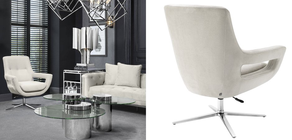 Кресло Eichholtz Swivel Chair Flavio Pebble Grey Кресло Eichholtz Swivel Chair Flavio Pebble Grey - Loft-Concept в Липецке
