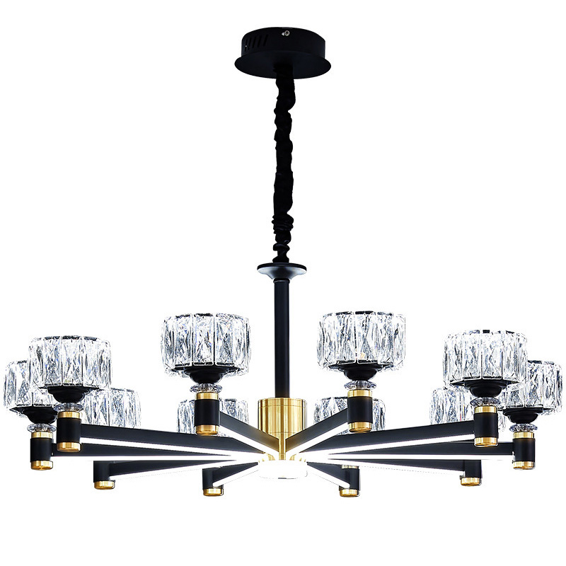 Дизайнерская Люстра 10 хрустальных плафонов Crystal Shades Chandelier Черный Дизайнерская Люстра 10 хрустальных плафонов Crystal Shades Chandelier Черный в Липецке | Loft Concept