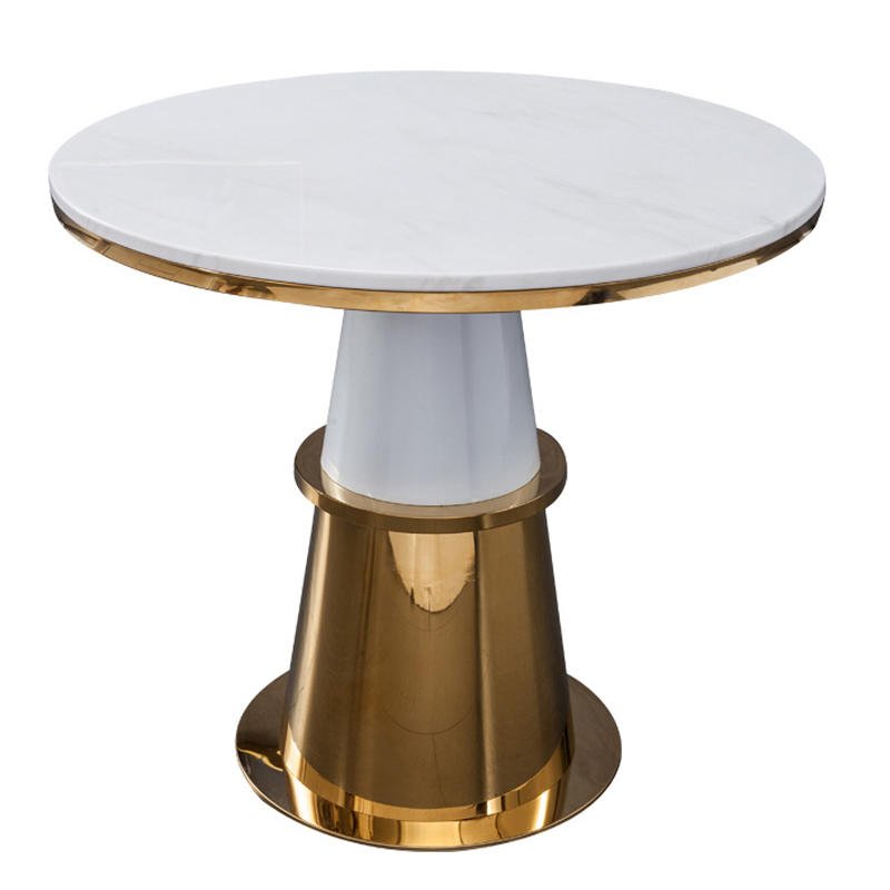 Обеденный стол Ander Table Circle Белый Латунь сатинированная Обеденный стол Ander Table Circle Белый Латунь сатинированная в Липецке | Loft Concept