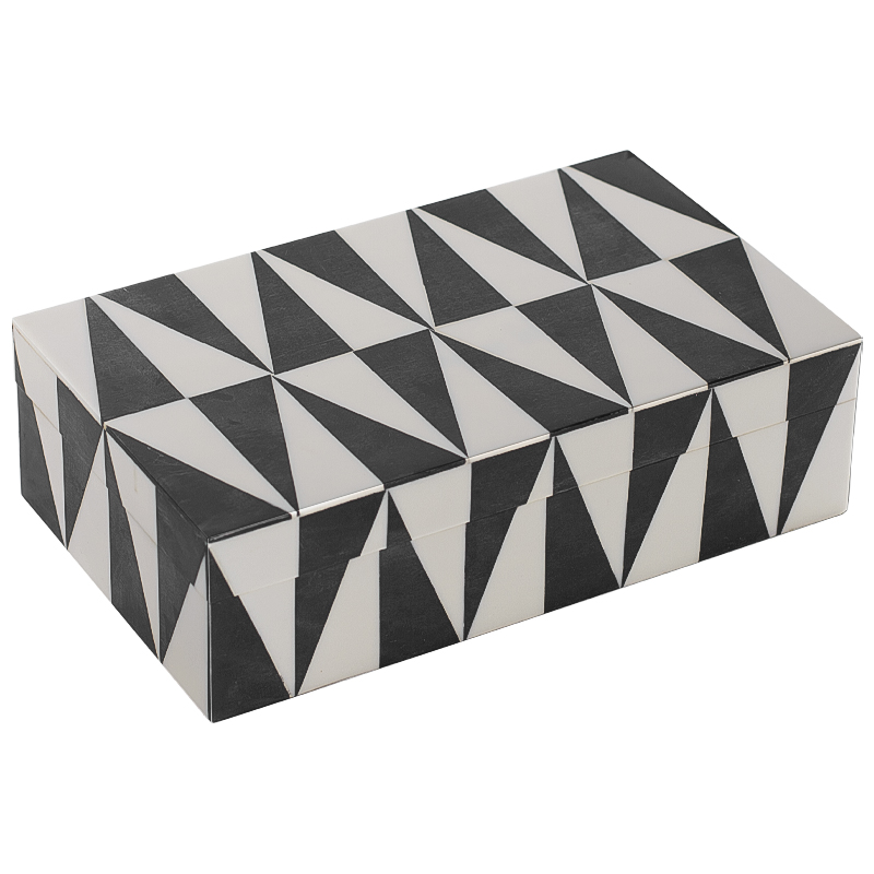 Шкатулка Black White Triangles Bone Inlay Черно-белый Шкатулка Black White Triangles Bone Inlay Черно-белый в Липецке | Loft Concept