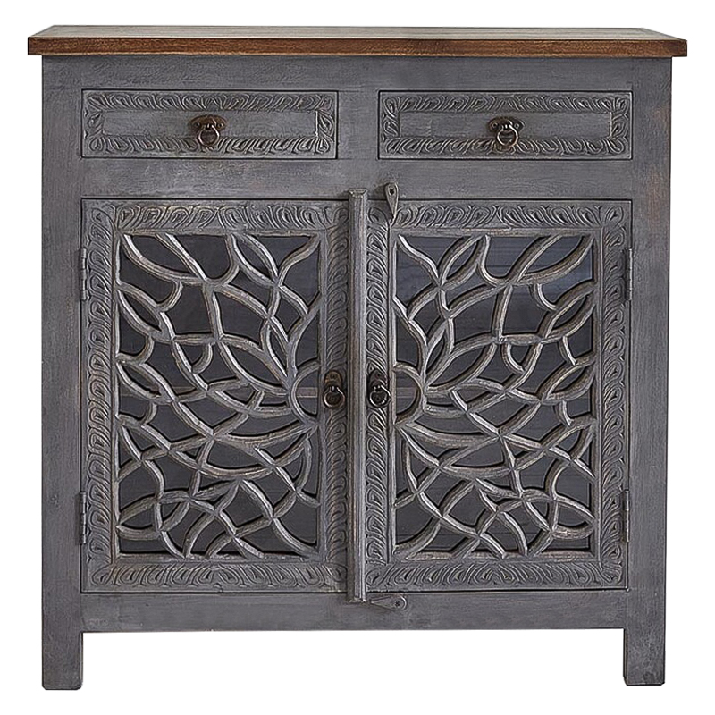 Комод Indian Antique White Furniture Chest of Drawers Rupa серый Серый Коричневый Прозрачное Стекло Комод Indian Antique White Furniture Chest of Drawers Rupa серый Серый Коричневый Прозрачное Стекло в Липецке | Loft Concept
