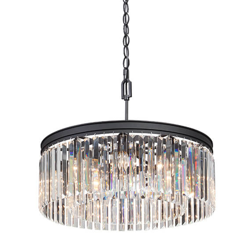 Люстра RH Rhys Clear Glass Prism Round Chandelier 60 Черный матовый Прозрачное Стекло в Липецке | Loft Concept 