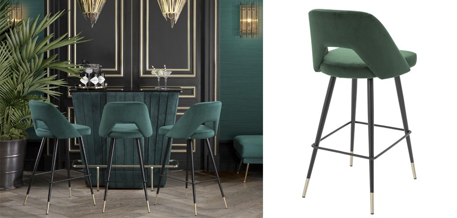 Барный стул Eichholtz Bar Stool Avorio Green Барный стул Eichholtz Bar Stool Avorio Green - Loft-Concept в Липецке