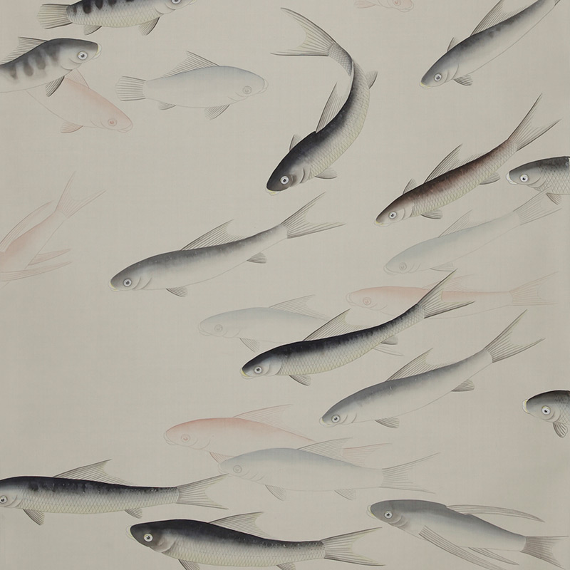 Обои ручная роспись Fishes Blue Pearl on Icefield dyed silk Обои ручная роспись Fishes Blue Pearl on Icefield dyed silk в Липецке | Loft Concept