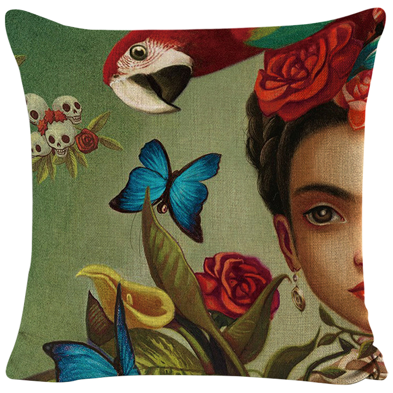 Декоративная подушка Frida Kahlo 9 Зеленый смок Мульти Декоративная подушка Frida Kahlo 9 Зеленый смок Мульти в Липецке | Loft Concept
