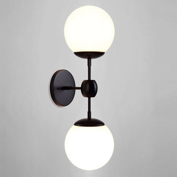 Бра Modo 2 Globes Black and white glass Черный Прозрачный белый Бра Modo 2 Globes Black and white glass Черный Прозрачный белый в Липецке | Loft Concept