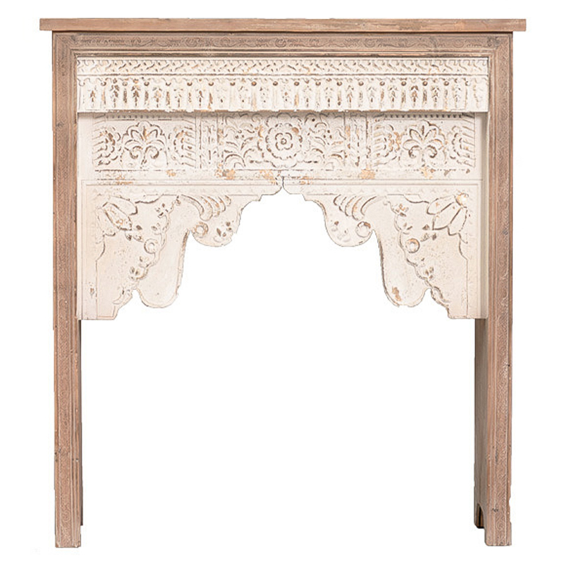 Консоль Indian Antique White Furniture Indra Console Бежевый Древесина Консоль Indian Antique White Furniture Indra Console Бежевый Древесина в Липецке | Loft Concept