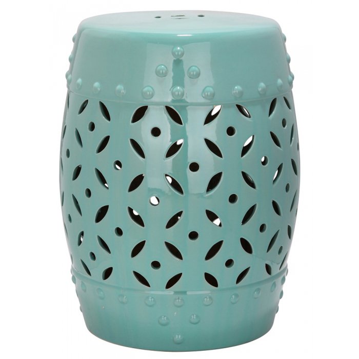 Керамический табурет Coin Lattice Garden Stool - Light Blue Голубой пастельный Керамический табурет Coin Lattice Garden Stool - Light Blue Голубой пастельный в Липецке | Loft Concept