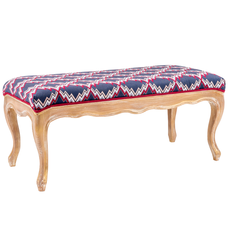 Банкетка Ikat Pattern с золотой патиной Золотой Синий Мульти Банкетка Ikat Pattern с золотой патиной Золотой Синий Мульти в Липецке | Loft Concept