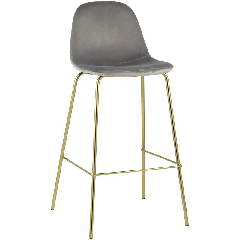 Барный Стул Archie Chair Серый Велюр Серый Золотой Барный Стул Archie Chair Серый Велюр Серый Золотой в Липецке | Loft Concept