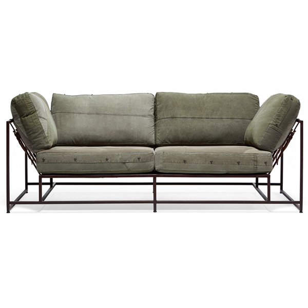 Двухместный диван Olive Military Two Seat Sofa Оливковый Двухместный диван Olive Military Two Seat Sofa Оливковый в Липецке | Loft Concept