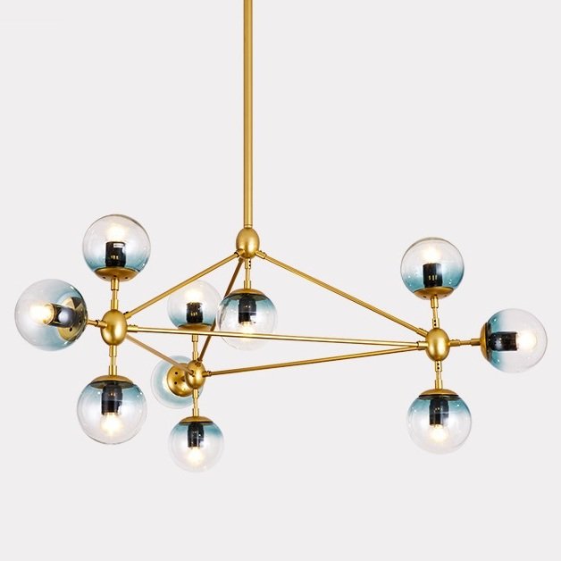 Люстра Modo Chandelier Globes Blue Ambre Gold Золотой Люстра Modo Chandelier Globes Blue Ambre Gold Золотой в Липецке | Loft Concept