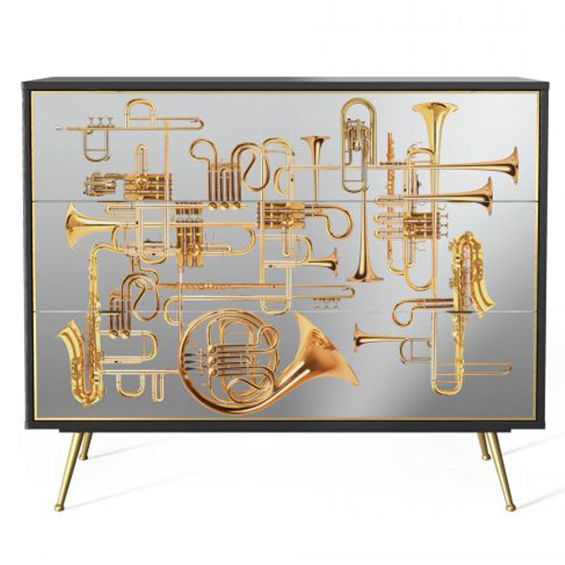 Комод Seletti Chest of Three Drawers Trumpets Латунь Черный Золотой Комод Seletti Chest of Three Drawers Trumpets Латунь Черный Золотой в Липецке | Loft Concept