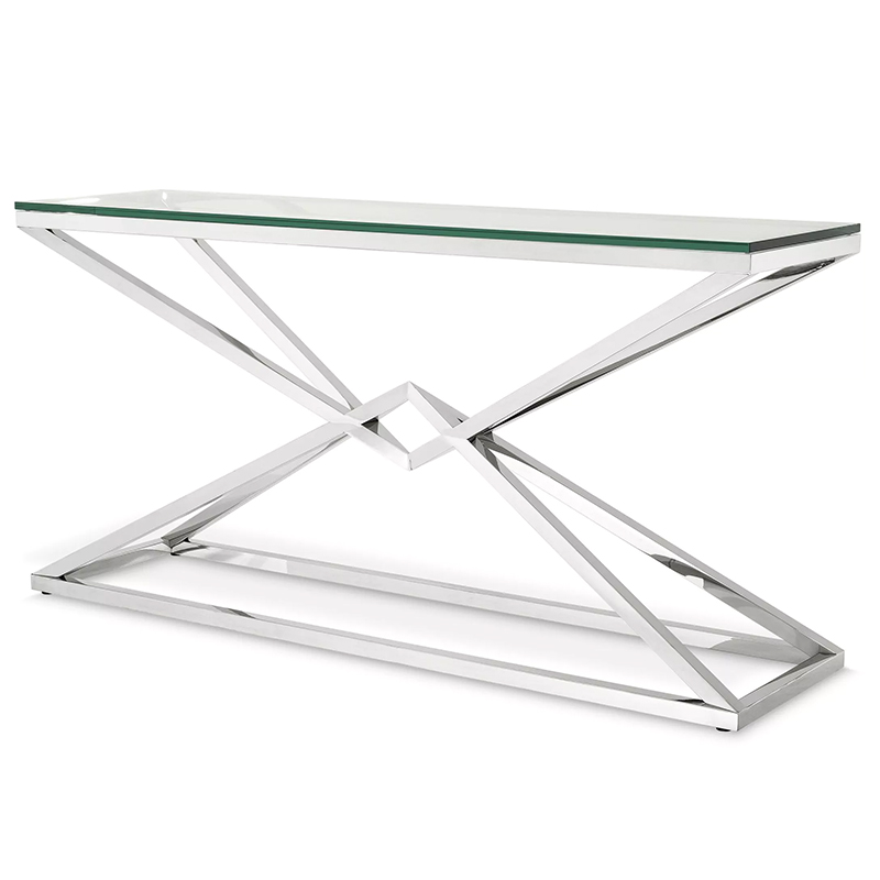Консоль Eichholtz Console Table Connor L Chrome Хром Прозрачное Стекло Консоль Eichholtz Console Table Connor L Chrome Хром Прозрачное Стекло в Липецке | Loft Concept