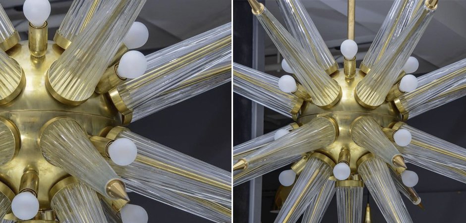 Люстра Brass Sputnik Chandelier with Murano Glass Spikes Люстра Brass Sputnik Chandelier with Murano Glass Spikes - Loft-Concept в Липецке